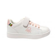Sneakers Casual Niña Cordon Elástico Blanco-Rosa. UNITED COLOURS OF BENETTON,