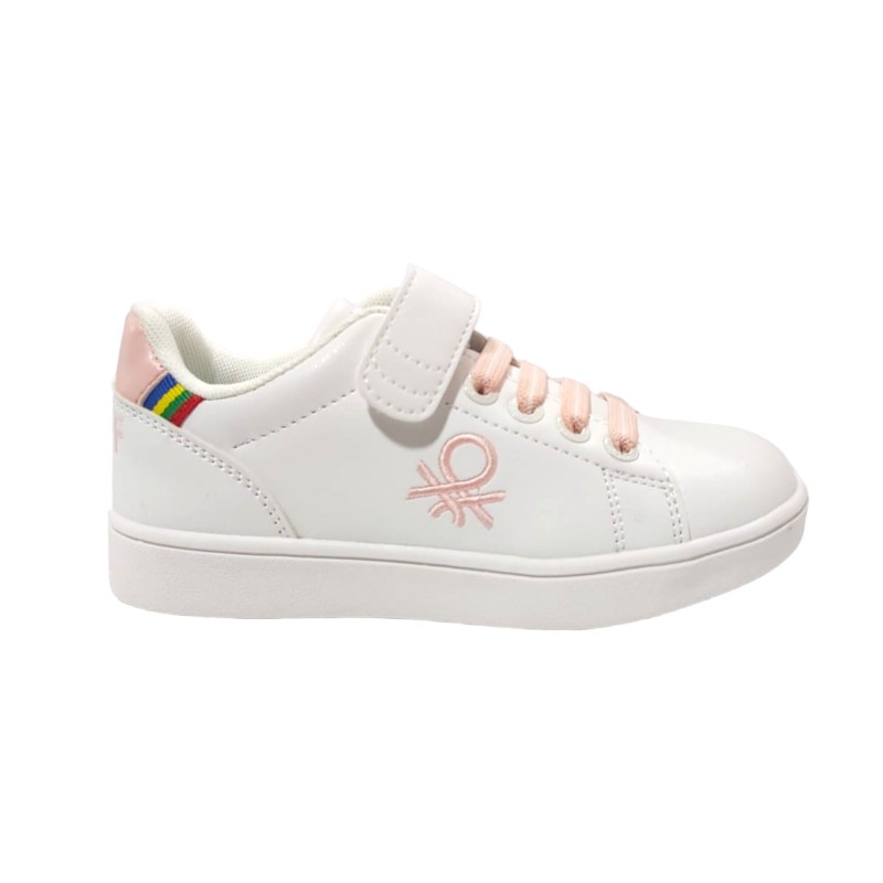 Sneakers Casual Niña Cordon Elástico Blanco-Rosa. UNITED COLOURS OF BENETTON,