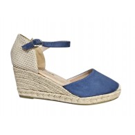 Sandalia Mujer Valenciana Cuña Jeans. Amarpies