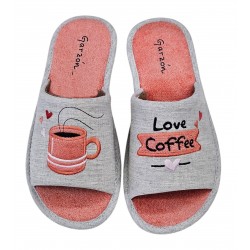 Zapatilla Mujer Verano De Casa ¨"Love Coffee" Gris. Garzon