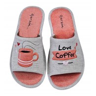Zapatilla Mujer Verano De Casa ¨"Love Coffee" Gris. Garzon