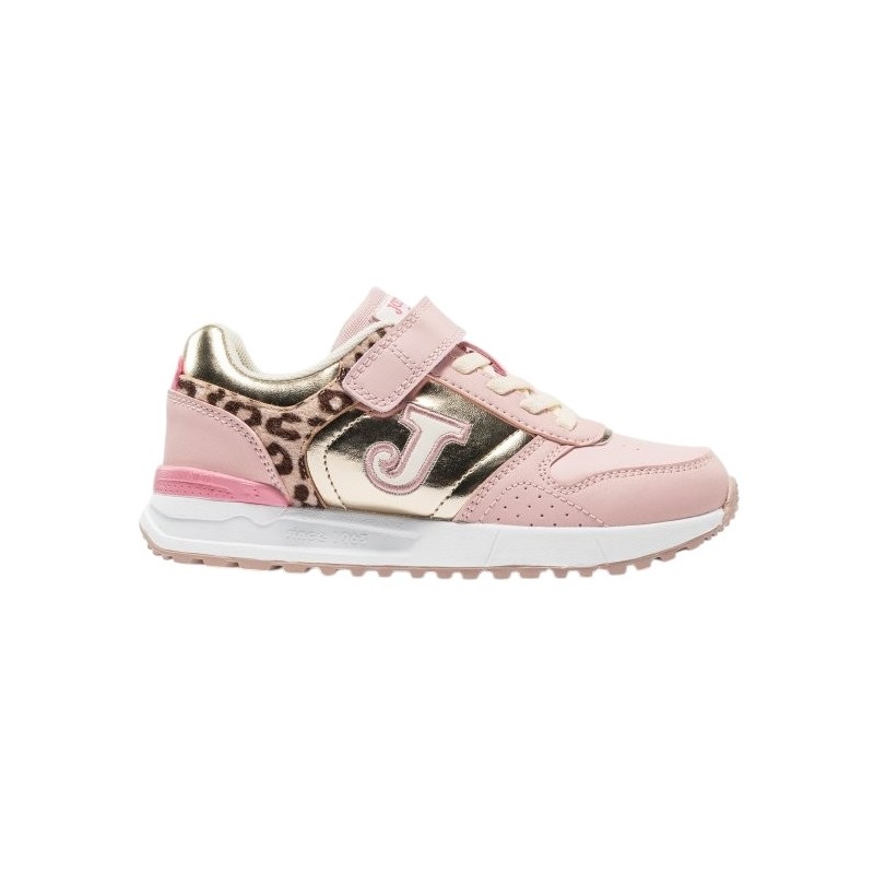 Deportivo Niño Tornado Jr Con Velcro Y Cordón Elástico Rosa. Joma