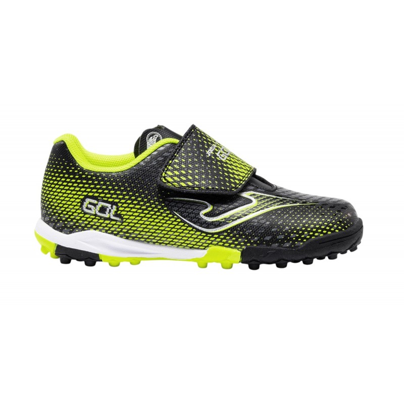 Joma Gol jr. Negro Zapatilla Futbol Sala Suela Turf Con Velcro Niño-Niña.