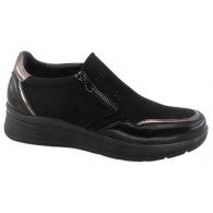 Zapato Cremallera Confort Cuña Negro. Amarpies