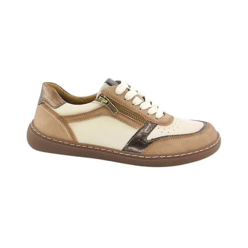 Deportivo Barefoot Cordón-Cremallera Confort Taupe. Amarpies