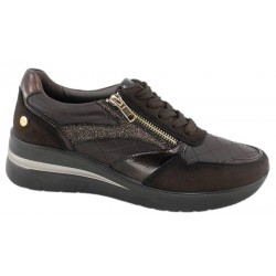 Zapato Cordón Y Cremallera Confort Cuña Marrón. Amarpies