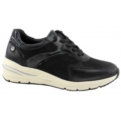 Zapato Cuña Cordón Confort Negro. Amarpies