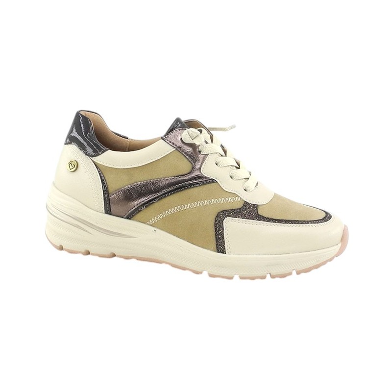 Zapato Cuña Cordón Confort Beig. Amarpies
