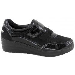 Deportivo Con Velcros Confort Cuña Negro. Amarpies