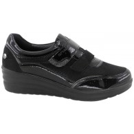 Deportivo Con Velcros Confort Cuña Negro. Amarpies