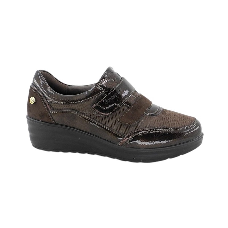 Deportivo Con Velcros Confort Cuña Marrón. Amarpies