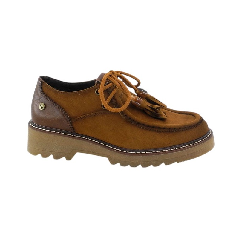 Zapato Mujer Tipo Wallabe Confort Tabaco.  Amarpies