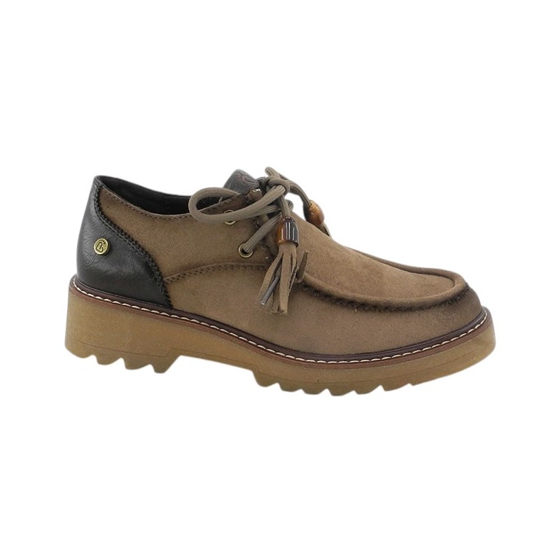 Zapato Mujer Tipo Wallabe Confort Taupe.  Amarpies