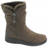 Bota Mujer Forro Pelo Confort Cuña Baja Taupe. Amarpies