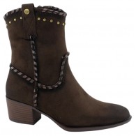 Botín Moda Cowboy Mujer Tacón Marrón. Amarpies