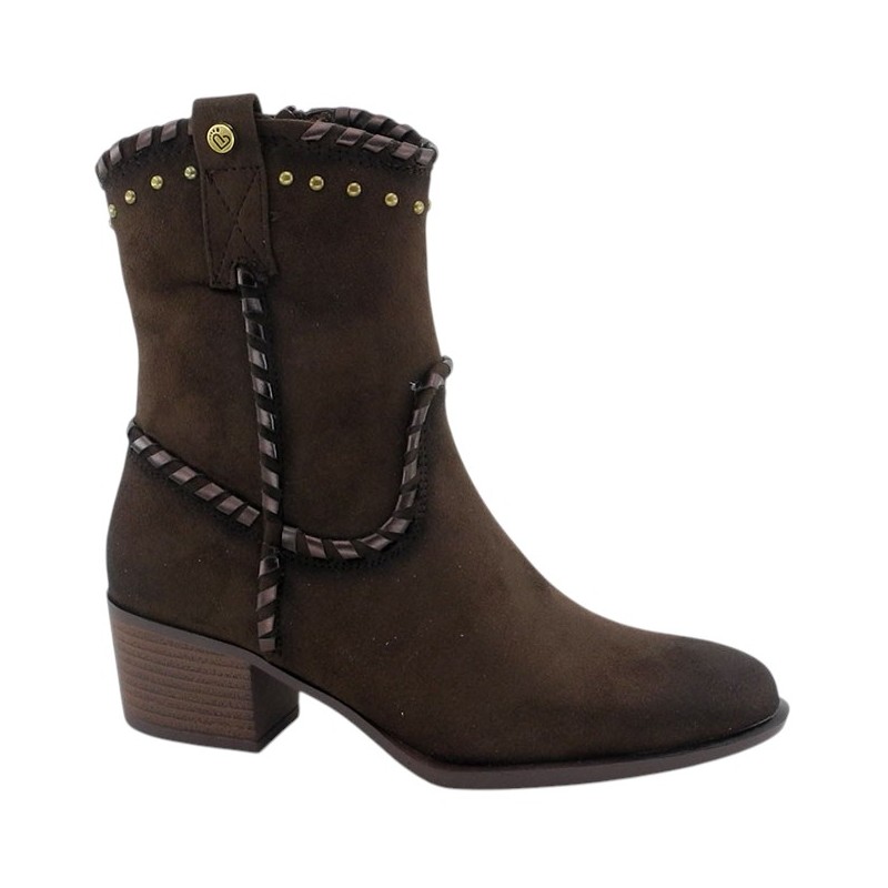 Botín Moda Cowboy Mujer Tacón Marrón. Amarpies