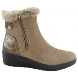 Bota Mujer Confort Cuña Baja Taupe. Amarpies