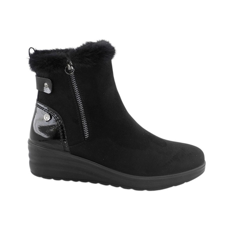 Bota Mujer Confort Cuña Baja Negro. Amarpies