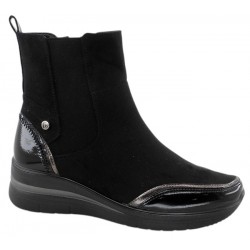 Bota Mujer Confort Cuña Baja Negro Water Repellet. Amarpies