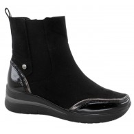 Bota Mujer Confort Cuña Baja Negro Water Repellet. Amarpies