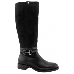 Bota Mujer Caña Alta Cremallera y Elástico Negro. Amarpies