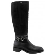 Bota Mujer Caña Alta Cremallera y Elástico Negro. Amarpies