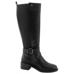 Bota Mujer Caña Alta Cremallera y Elástico Negro. Amarpies