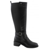 Bota Mujer Caña Alta Cremallera y Elástico Negro. Amarpies