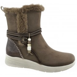 Botin Mujer Confort Cuña Baja Taupe Water Repellet. Amarpies
