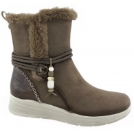Botin Mujer Confort Cuña Baja Taupe Water Repellet. Amarpies