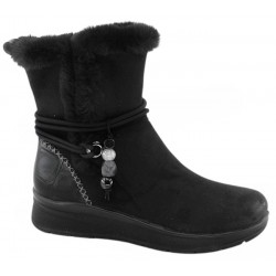 Botin Mujer Confort Cuña Baja Negro Water Repellet. Amarpies