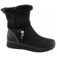 Botin Mujer Confort Cuña Baja Negro Water Repellet. Amarpies
