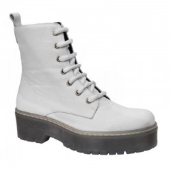 Bota Militar Mujer Moda Joven Piel Blanco. Rodri