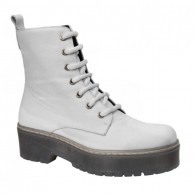 Bota Militar Mujer Moda Joven Piel Blanco. Rodri