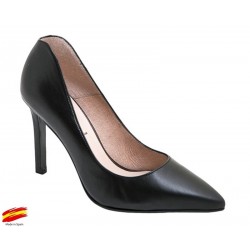 Zapato Mujer Piel Negro con tacón. Alarcón.