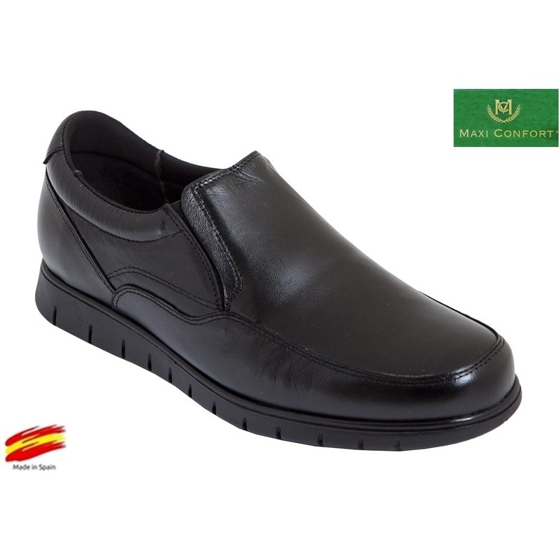 Zapato Hombre Confort Piel Negro. Maxi Confort