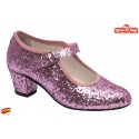Zapato Tacón Pasos de Baile de Flamenca Glitter
