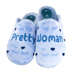 Zapatillas De Mujer Destalonada Invierno Azul Pretty Woman.