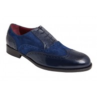Zapato Oxford Elegante Todo Piel Azul. Almansa