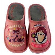 Zapatillas Casa Invierno de Mujer "Eres la mejor Mama del Mundo Mundial". Se Me Ríen Los Pies