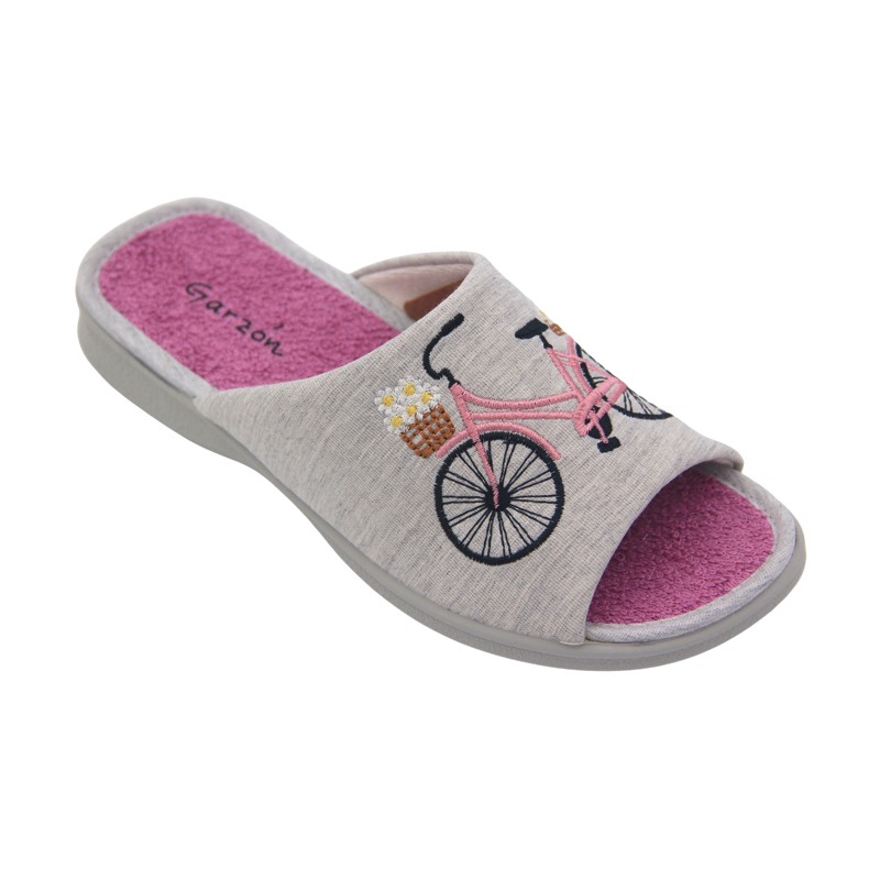 Zapatillas Casa Mujer Verano "Bicicleta" Gris-Violeta. - Ziwi Shoes